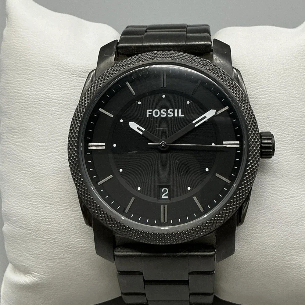 Fossil Machine FS4774 Mens Watch 42mm Stainless Bracelet 50M New Battery 6.5